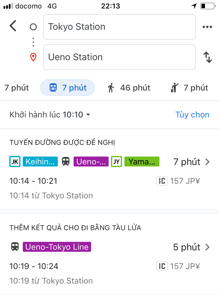 tra tau o nhat bang google maps